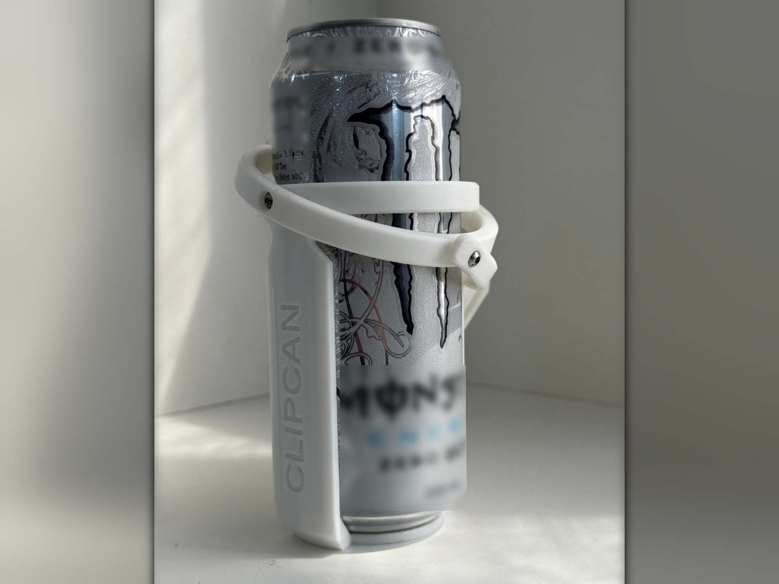 White Clipcan Tool Belt holding a can, front view